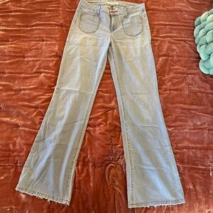 Joe's Jeans Blue Flare Wide Leg Denim Vintage circa 2009! Mid rise 33 inseam